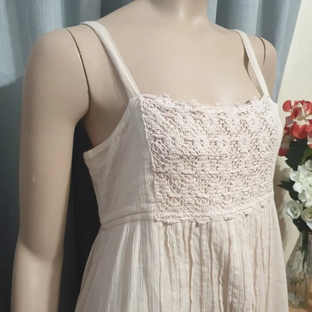 FOREVER NEW AU-8 Light Peach Dress Lined Empire Line Waist w/ Embroidery A-Line - Picture 2 of 14
